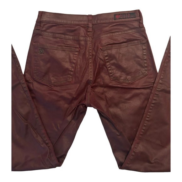 Rock & Republic Berlin Stretch Skinny Womens Waxed Cotton Burgundy Jeans 10 M - Picture 4 of 7
